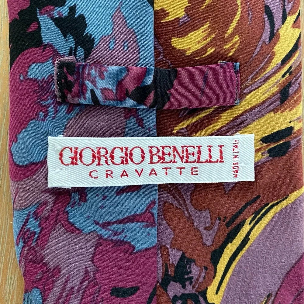 Men's Purple Printed Giorgio Benelli Cravatte Designer Silk Tie